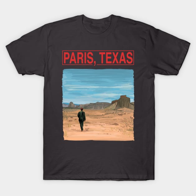 Paris Texas Movie Illustration with Title T-Shirt by burrotees